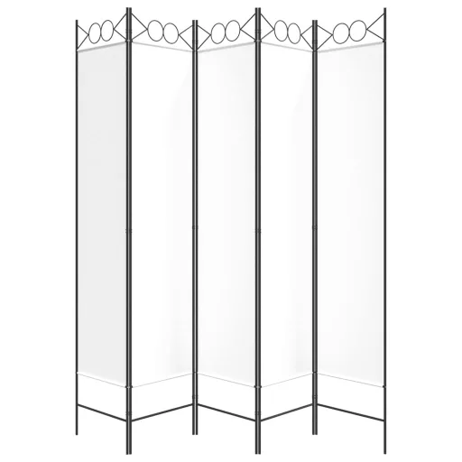 Fehér 5 paneles paraván 200x200 cm szövet