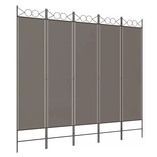5 paneles antracitszürke szövet térelválasztó 200x200 cm
