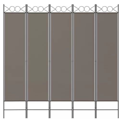 5 paneles antracitszürke szövet térelválasztó 200x200 cm