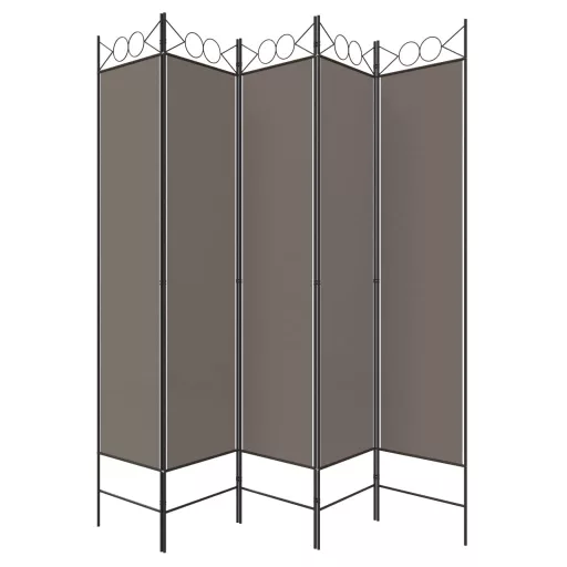 5 paneles antracitszürke szövet térelválasztó 200x200 cm