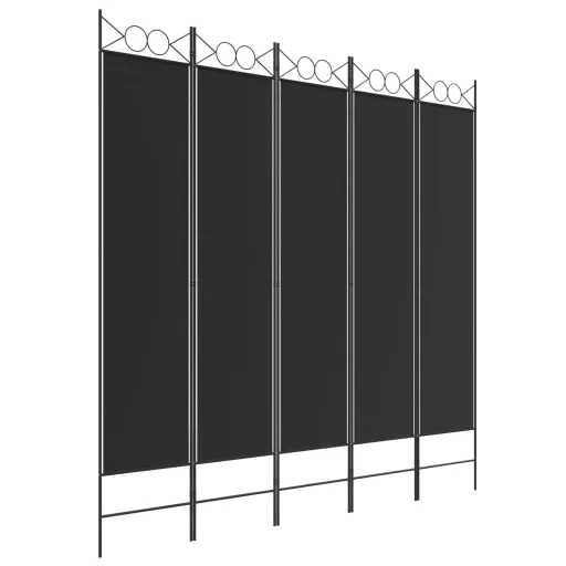 5 paneles fekete szövet térelválasztó 200x200 cm
