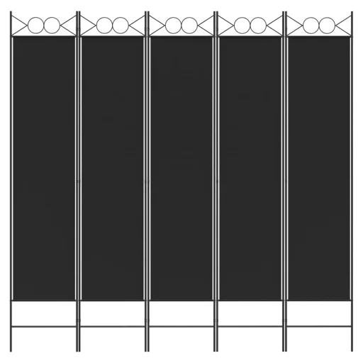 5 paneles fekete szövet térelválasztó 200x200 cm