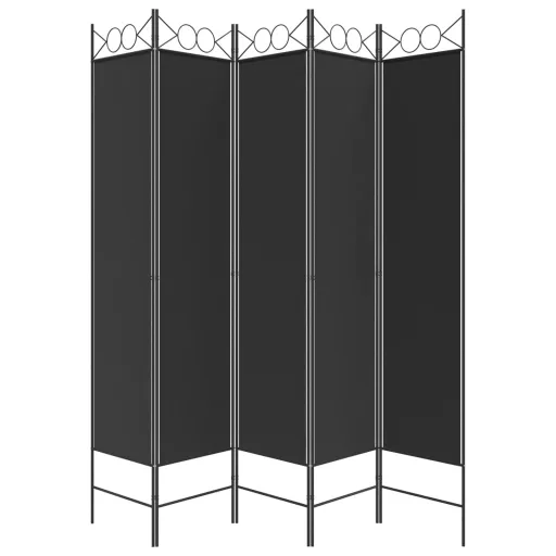 5 paneles fekete szövet térelválasztó 200x200 cm