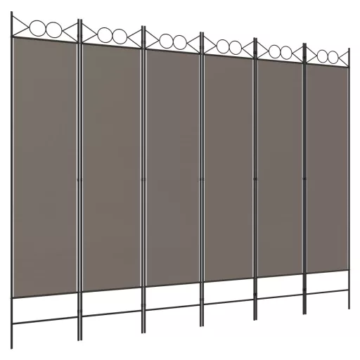 6 paneles antracitszürke szövet térelválasztó 240x200 cm