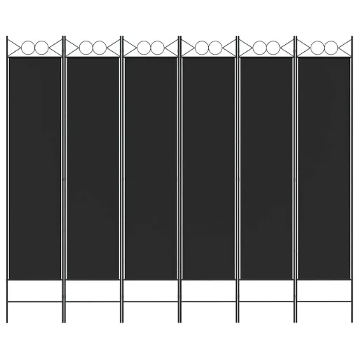 6-paneles fekete szövet térelválasztó 240 x 200 cm