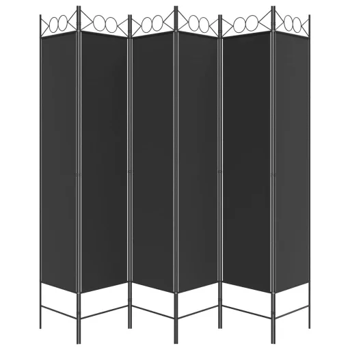 6-paneles fekete szövet térelválasztó 240 x 200 cm