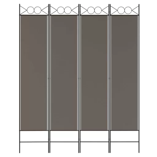 4 paneles antracitszürke szövet térelválasztó 160x220 cm