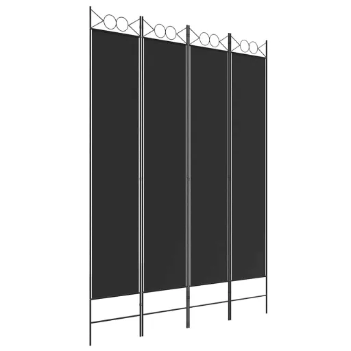 4 paneles fekete szövet térelválasztó 160x220 cm