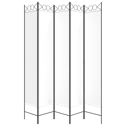 Fehér 5 paneles paraván 200x220 cm szövet