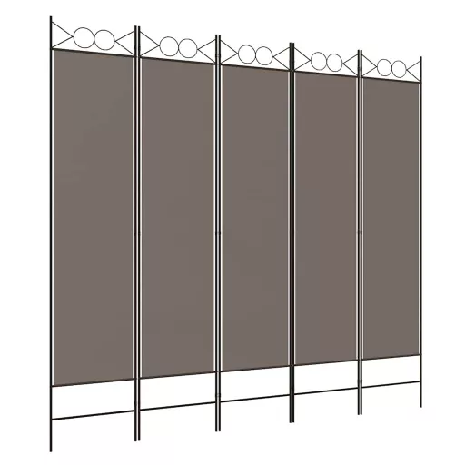 5 paneles antracitszürke szövet térelválasztó 200x220 cm