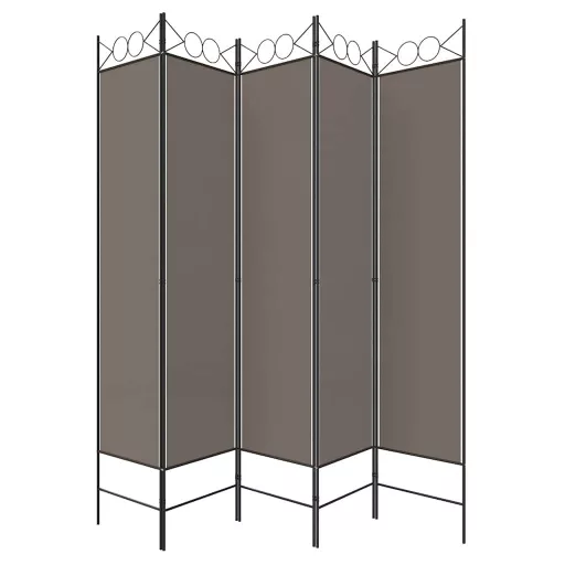 5 paneles antracitszürke szövet térelválasztó 200x220 cm