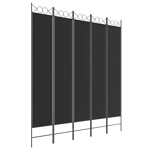 5 paneles fekete szövet térelválasztó 200x220 cm