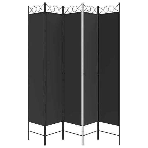 5 paneles fekete szövet térelválasztó 200x220 cm