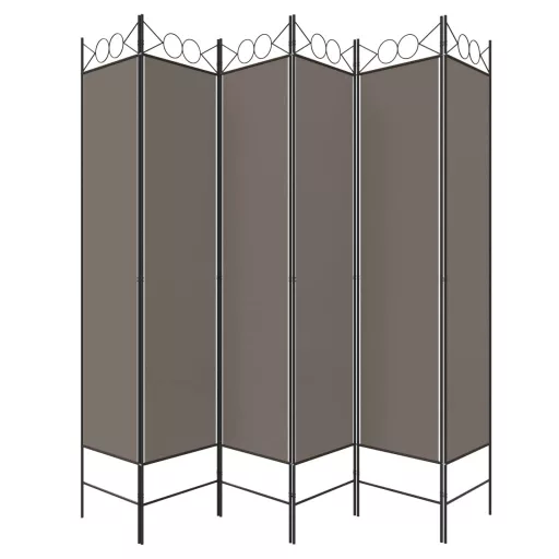 6 paneles antracitszürke szövet térelválasztó 240 x 220 cm