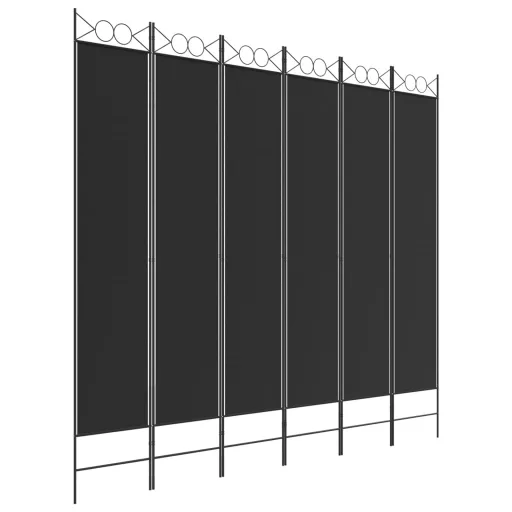 6-paneles fekete szövet térelválasztó 240x220 cm