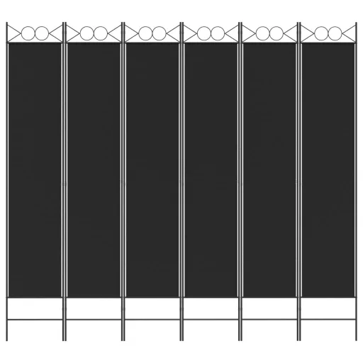 6-paneles fekete szövet térelválasztó 240x220 cm