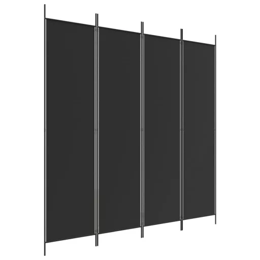 4 paneles fekete szövet térelválasztó 200 x 200 cm