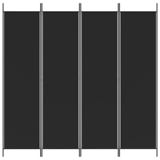 4 paneles fekete szövet térelválasztó 200 x 200 cm