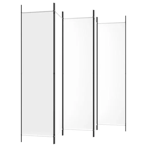 Fehér 5 paneles paraván 250x200 cm szövet