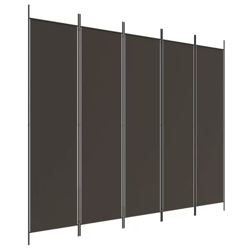 5 paneles barna szövet paraván 250x200 cm