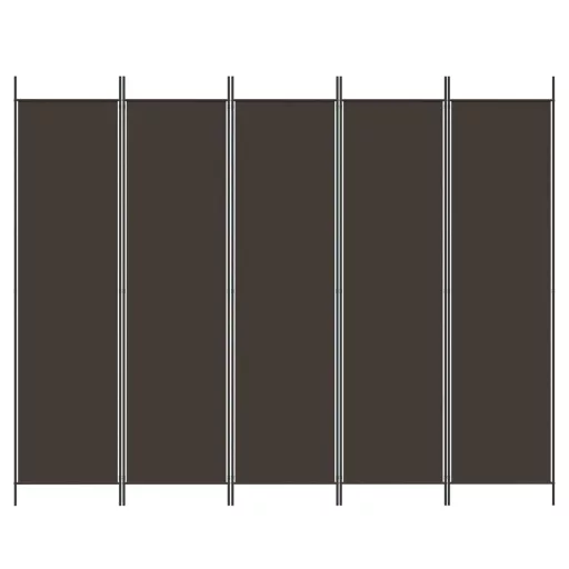 5 paneles barna szövet paraván 250x200 cm