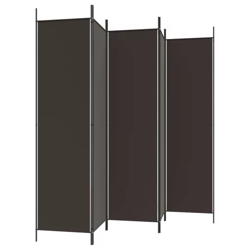 5 paneles barna szövet paraván 250x200 cm