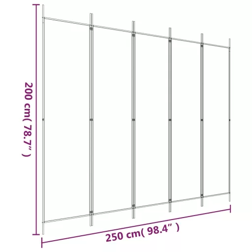5 paneles barna szövet paraván 250x200 cm