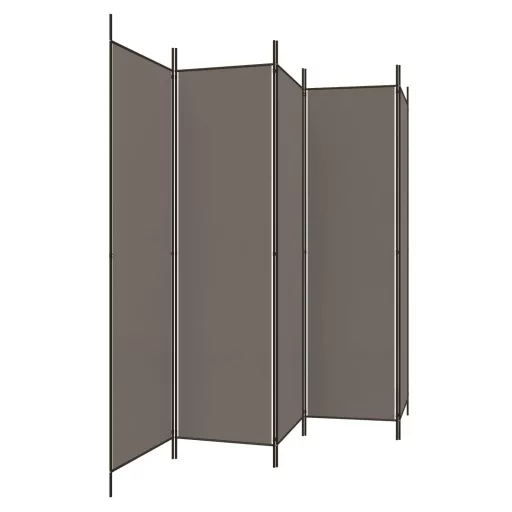 5 paneles antracitszürke szövet térelválasztó 250x200 cm