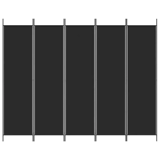 5 paneles fekete szövet térelválasztó 250x200 cm