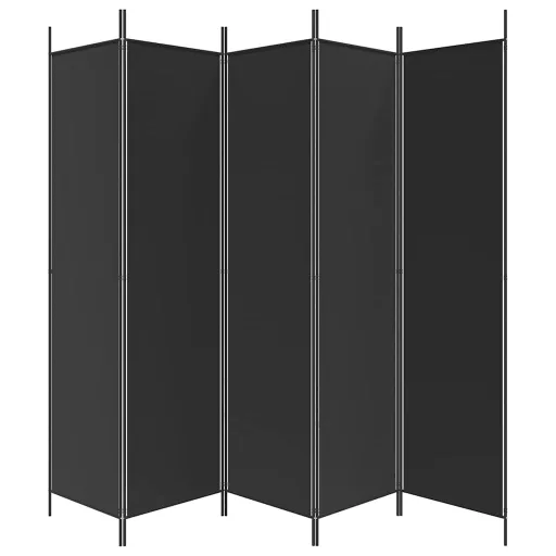 5 paneles fekete szövet térelválasztó 250x200 cm