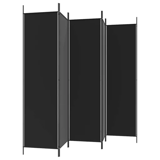5 paneles fekete szövet térelválasztó 250x200 cm