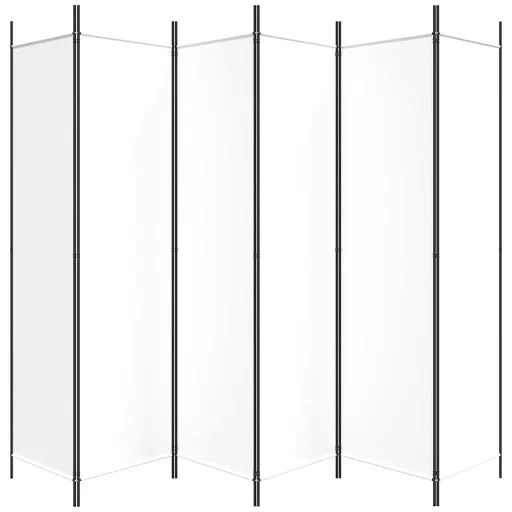 6 paneles fehér szövet térelválasztó 300x200 cm