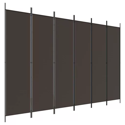 6 paneles barna szövet paraván 300x200 cm