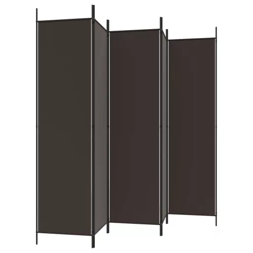 6 paneles barna szövet paraván 300x200 cm