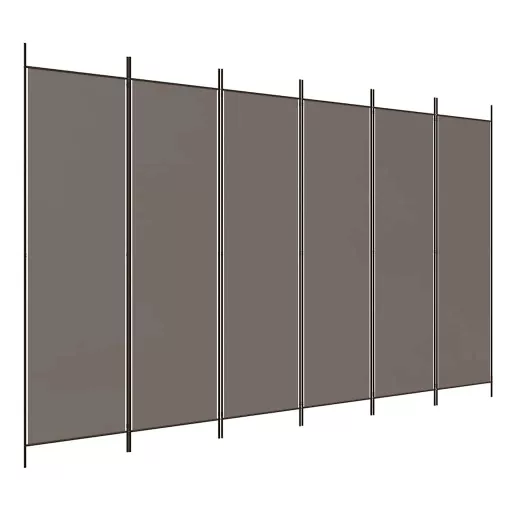 6 paneles antracitszürke szövet térelválasztó 300x200 cm