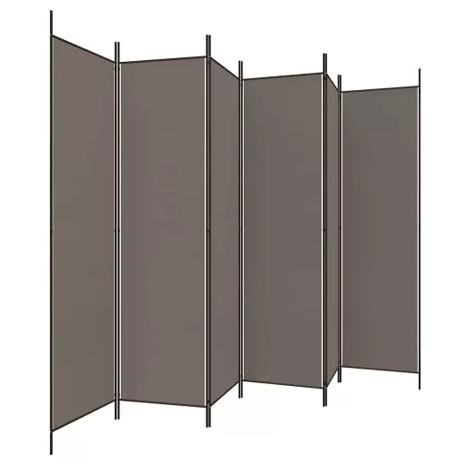 6 paneles antracitszürke szövet térelválasztó 300x200 cm