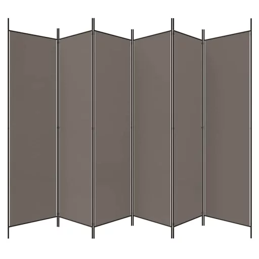 6 paneles antracitszürke szövet térelválasztó 300x200 cm