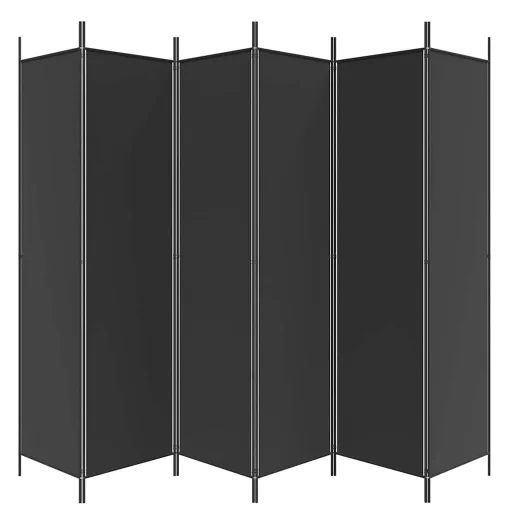 6 paneles fekete szövet térelválasztó 300x200 cm