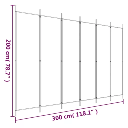 6 paneles fekete szövet térelválasztó 300x200 cm
