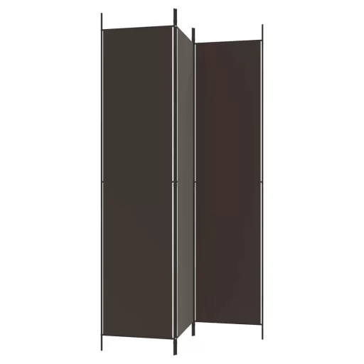 3 paneles barna szövet paraván 150x220 cm