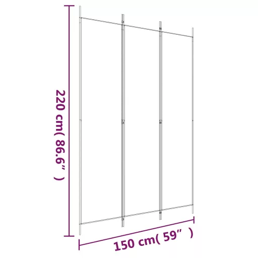 3 paneles fekete szövet térelválasztó 150x220 cm