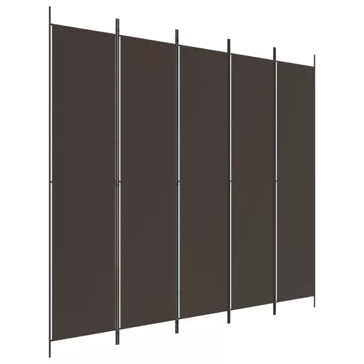 5 paneles barna szövet paraván 250 x 220 cm