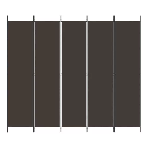 5 paneles barna szövet paraván 250 x 220 cm