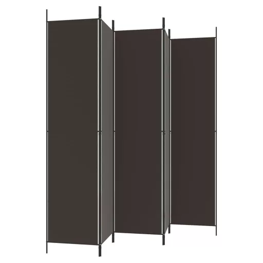 5 paneles barna szövet paraván 250 x 220 cm