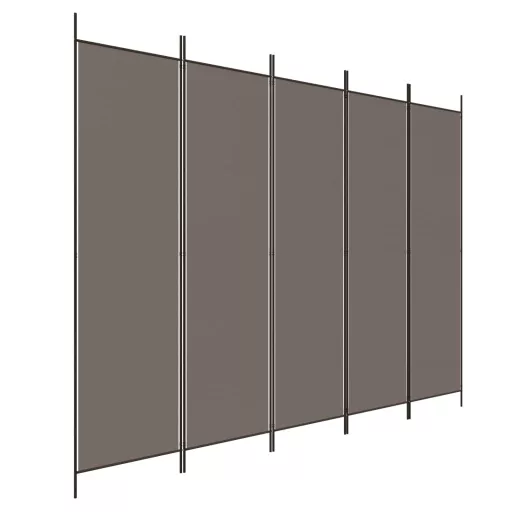 5 paneles antracitszürke szövet térelválasztó 250 x 220 cm