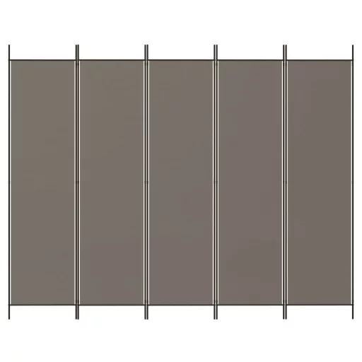 5 paneles antracitszürke szövet térelválasztó 250 x 220 cm