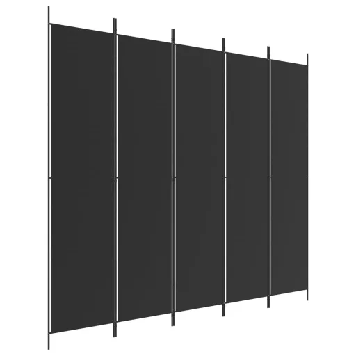 5 paneles fekete szövet térelválasztó 250x220 cm