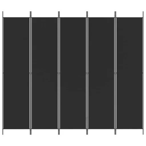 5 paneles fekete szövet térelválasztó 250x220 cm