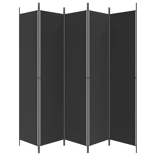 5 paneles fekete szövet térelválasztó 250x220 cm