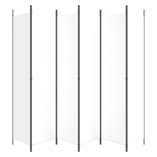 6 paneles fehér szövet térelválasztó 250 x 220 cm